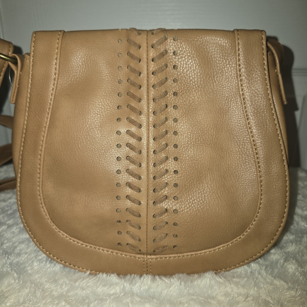 Wet Seal Tan Crossbody Bag with Braided Detail